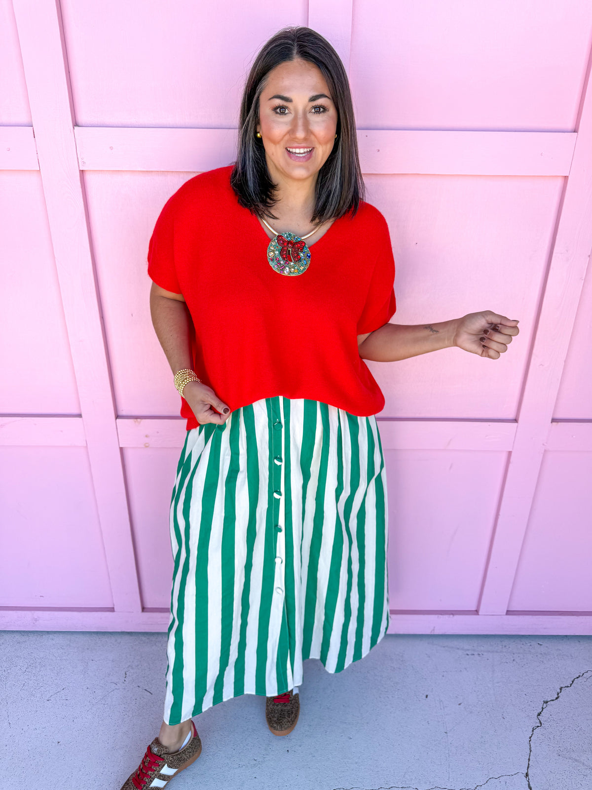 Put Together Oversized Knit Top - Red