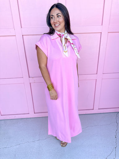 Embroidered Collar rolled sleeves v neck pink side slits womens boutique jincy's 