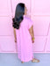 Embroidered Collar rolled sleeves v neck pink side slits womens boutique jincy's 