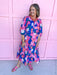 Mary Square Riley Dress Petal Pop Blue floral pinks maxi length elastic sleeves womens boutique