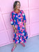 Mary Square Riley Dress Petal Pop Blue floral pinks maxi length elastic sleeves womens boutique