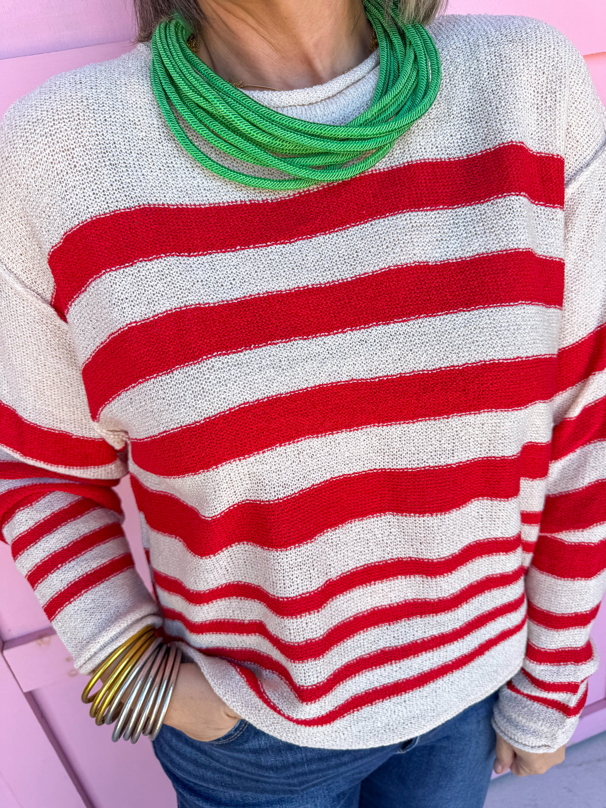Stripe Society Sweater - Red