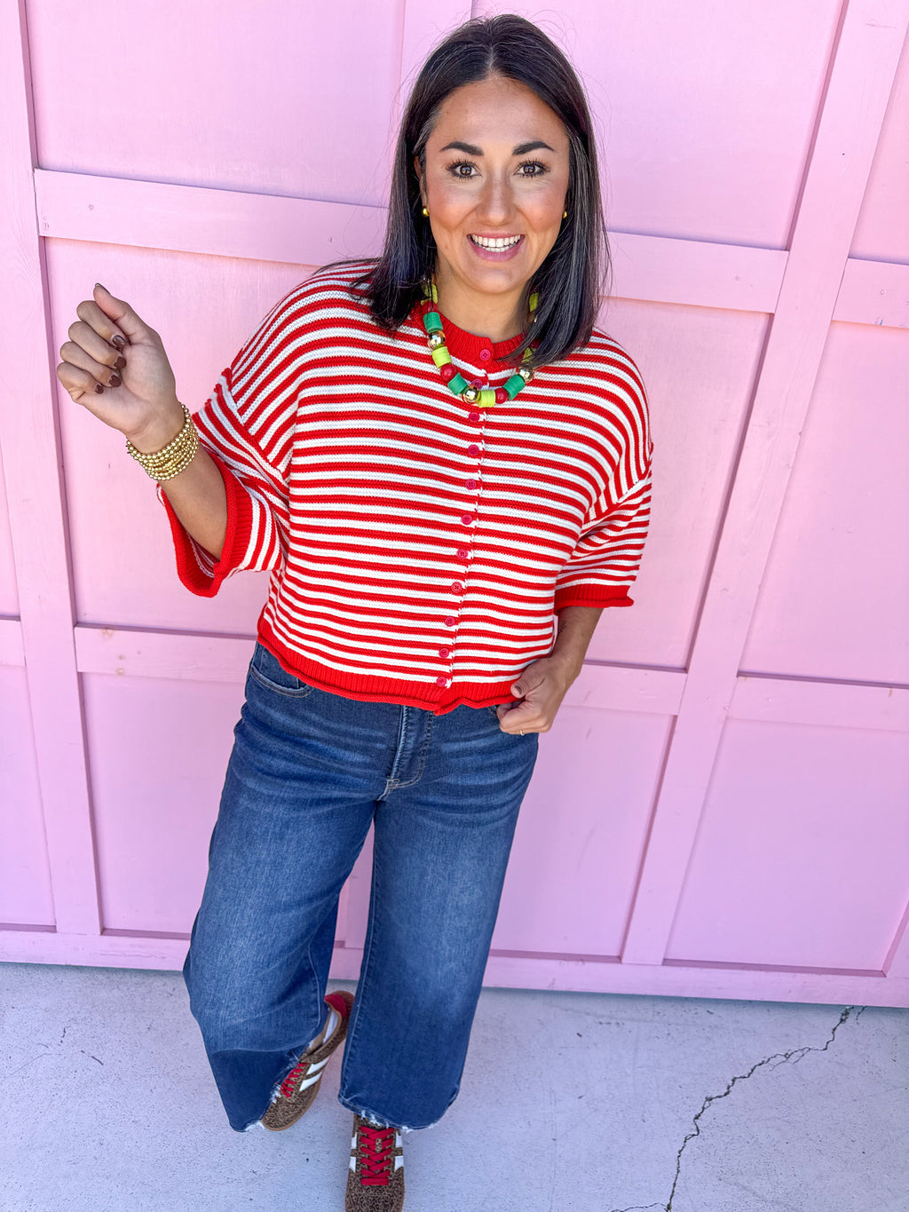 Striped To Perfection Top - Red