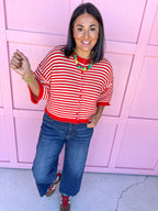 Striped To Perfection Top - Red