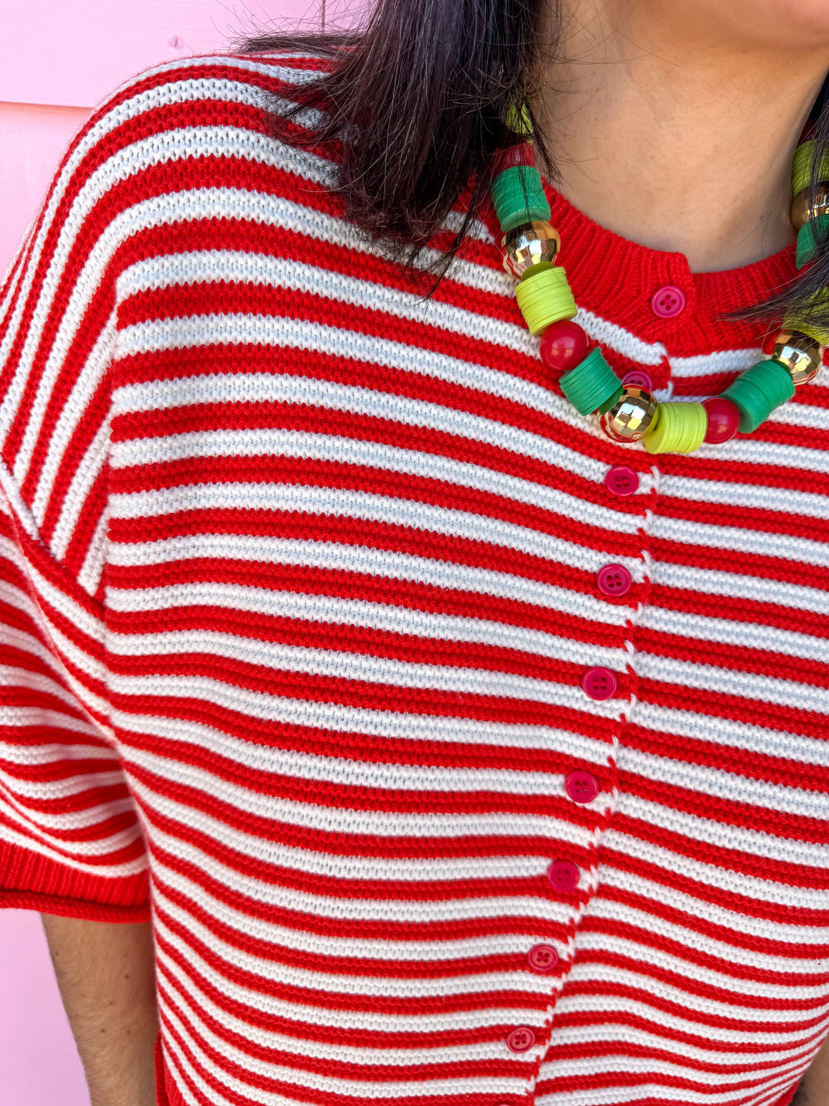Striped To Perfection Top - Red