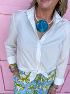 Jincy's Women's Boutique Classica White Button Up Collared Shirt plus size 