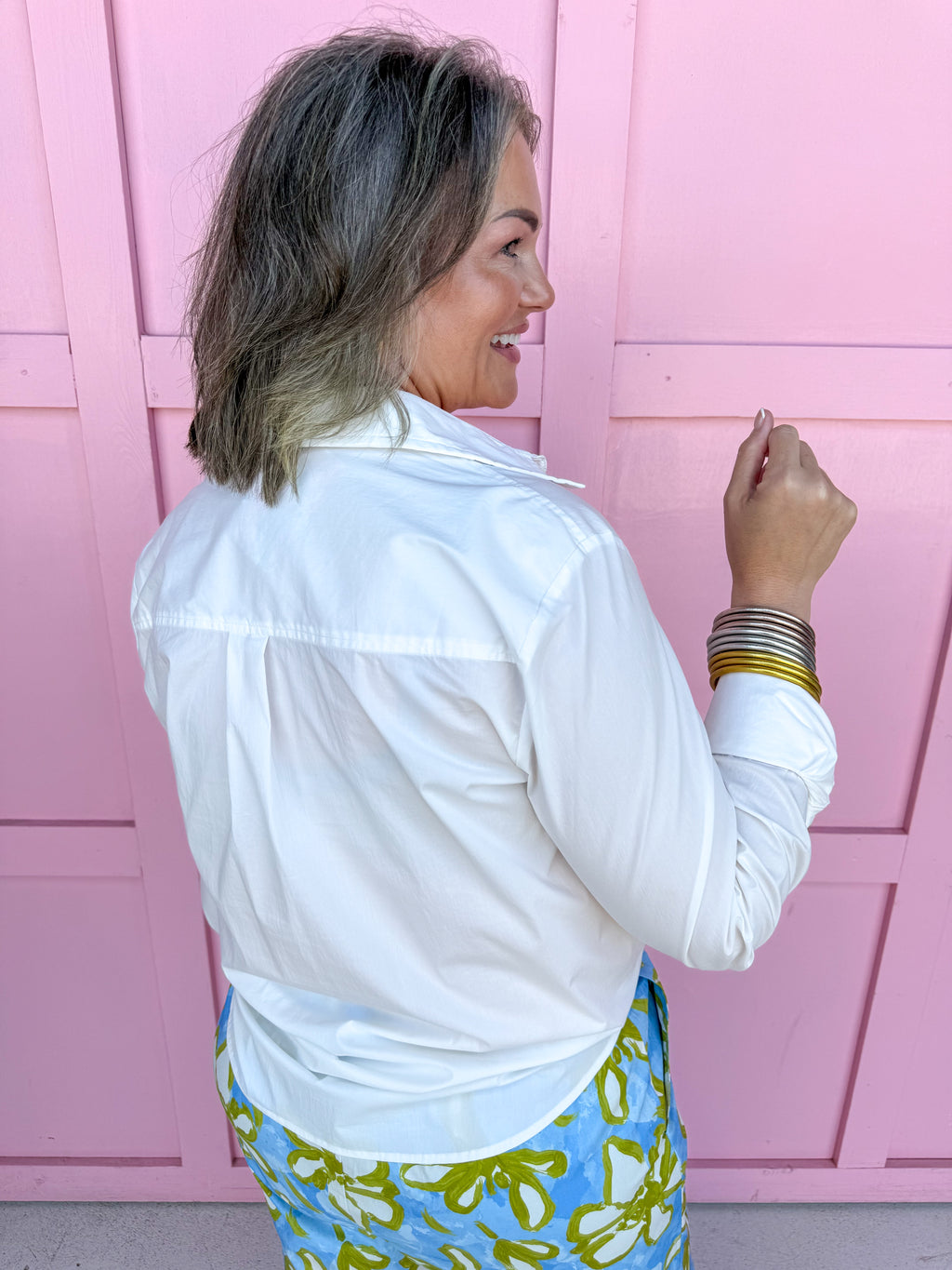 Jincy's Women's Boutique Classica White Button Up Collared Shirt plus size 