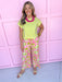 pink green white floral pattern elastic waistband pockets lightweight womens boutique jincy's 