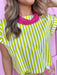 lime white striped shirt buttons in back short sleeves lightweight womens boutique jincy's