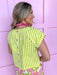 lime white striped shirt buttons in back short sleeves lightweight womens boutique jincy's