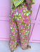 pink green white floral pattern elastic waistband pockets lightweight womens boutique jincy's 