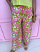 pink green white floral pattern elastic waistband pockets lightweight womens boutique jincy's 