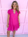 mini collar vneck short sleeves tiered fuchsia lined summer womens boutique jincy's 