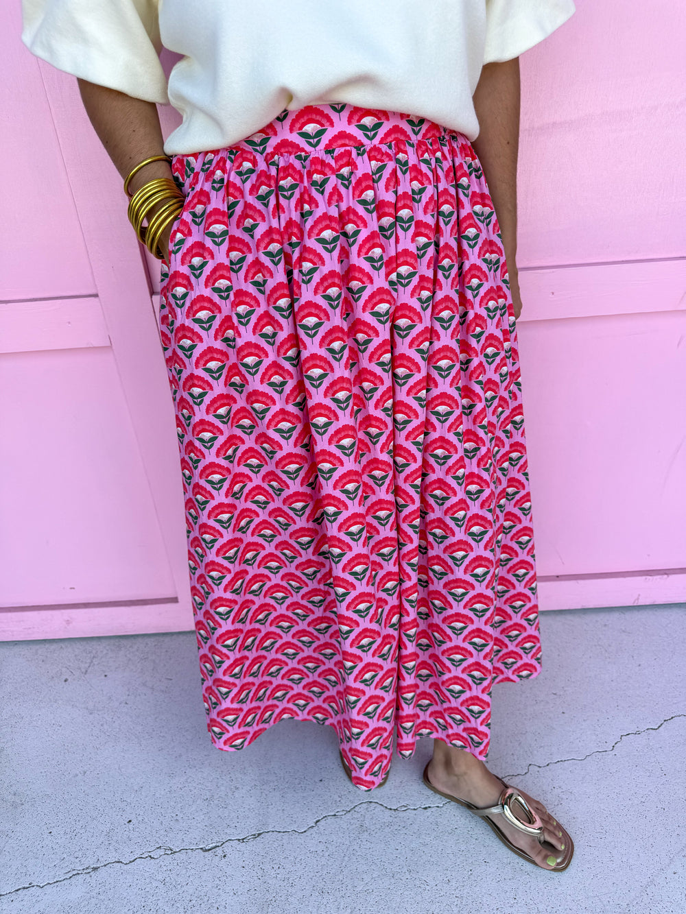 pink floral skirt pockets lined womens boutique jincy's 