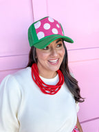 Tucker's Trucker hat womens boutique green pink white polka dots jincy's