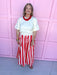striped skirt red white button fully lined pockets womens boutique jincy's