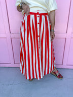 striped skirt red white button fully lined pockets womens boutique jincy's