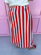 striped skirt red white button fully lined pockets womens boutique jincy's