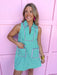green gingham pink trim sleeveless lined collared vneck mini length womens boutique jincy's