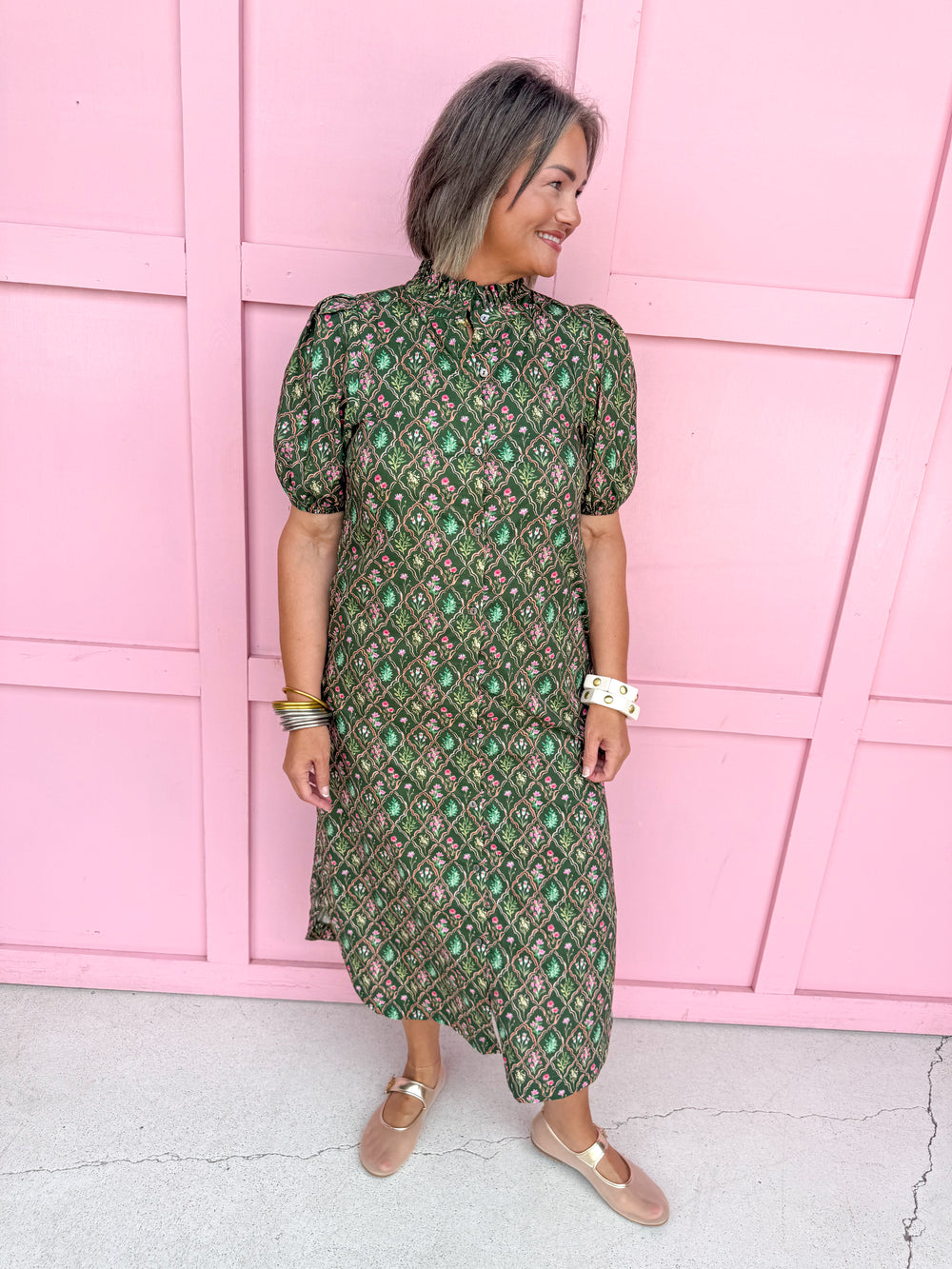Ever After Floral Dress - Green