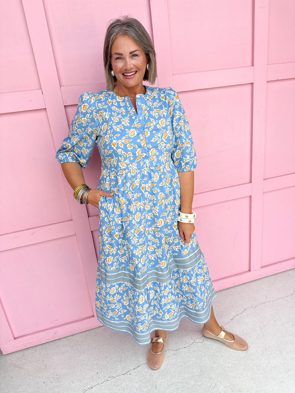 Mary Square | Riley Dress - Ivy Script - Gold