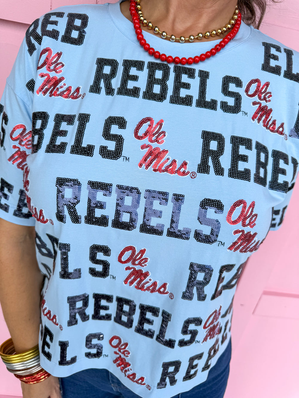 Stewart Simmons | Sequin Repeat Tee - Ole Miss®
