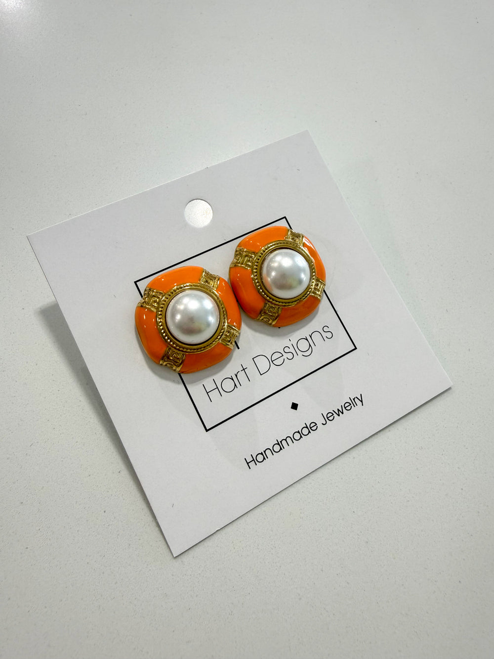 Hart Designs | Pearl & Greek Key Stud Earrings