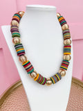 Color Strand Beaded Necklace - Fall Multi