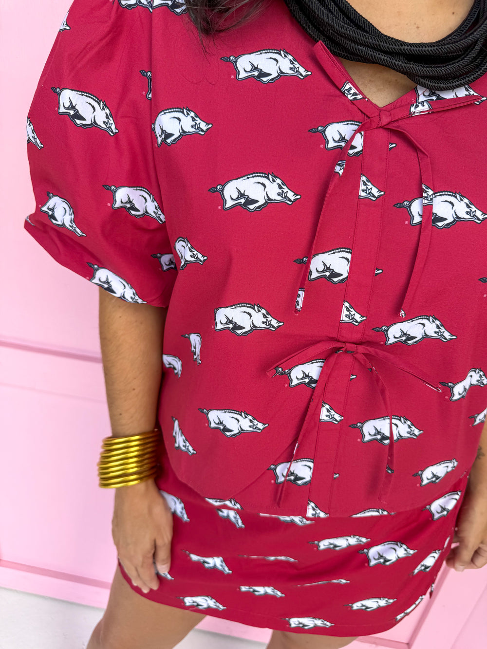 Stewart Simmons | Poplin Puff Sleeve Top - Arkansas®