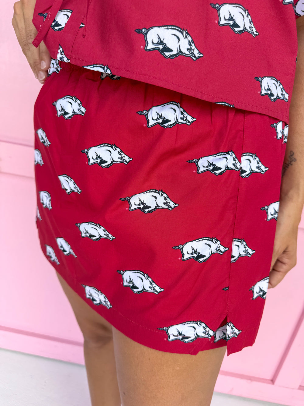 Stewart Simmons Poplin Skort Arkansas® Razorbacks Gameday women's boutique Jincy's 