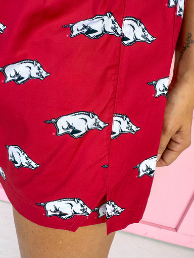 Stewart Simmons Poplin Skort Arkansas® Razorbacks Gameday women's boutique Jincy's 