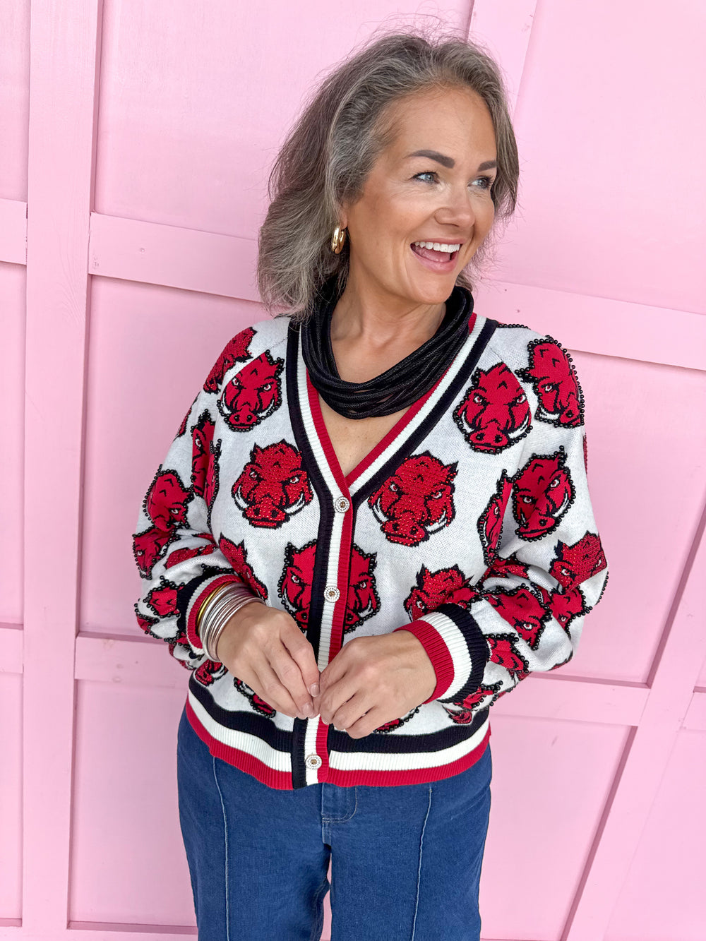 QUEEN OF SPARKLES | Arkansas® Knit Mascot Cardigan