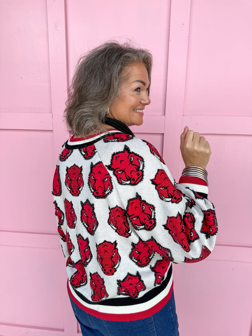 QUEEN OF SPARKLES | Arkansas® Knit Mascot Cardigan