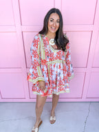Coral Craze Beaded Coverup Dress