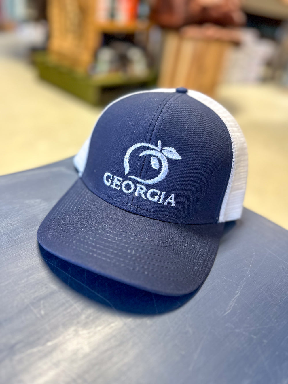 Peach State Pride | Georgia Mesh Back Hat - Navy/White