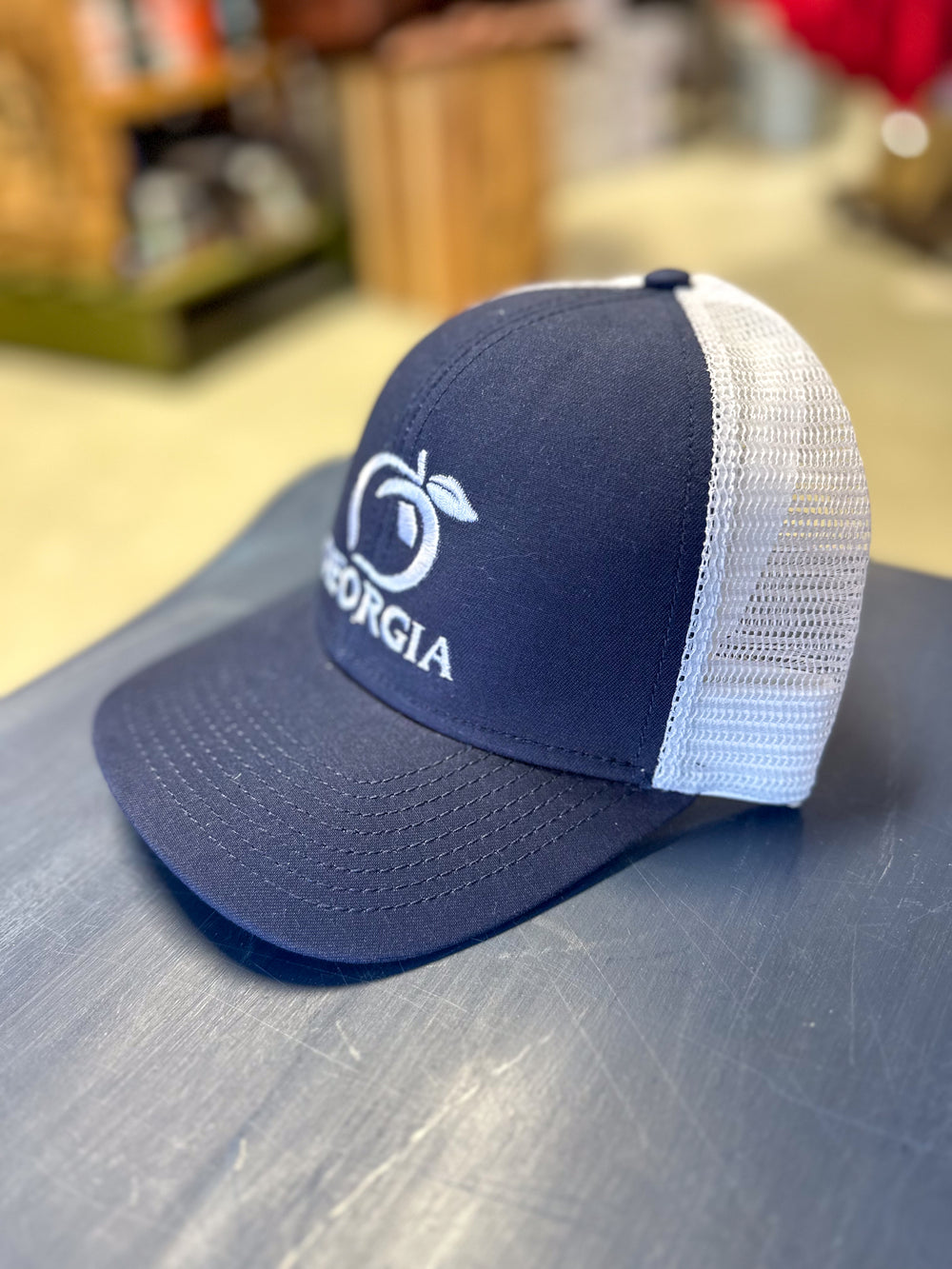 Peach State Pride | Georgia Mesh Back Hat - Navy/White