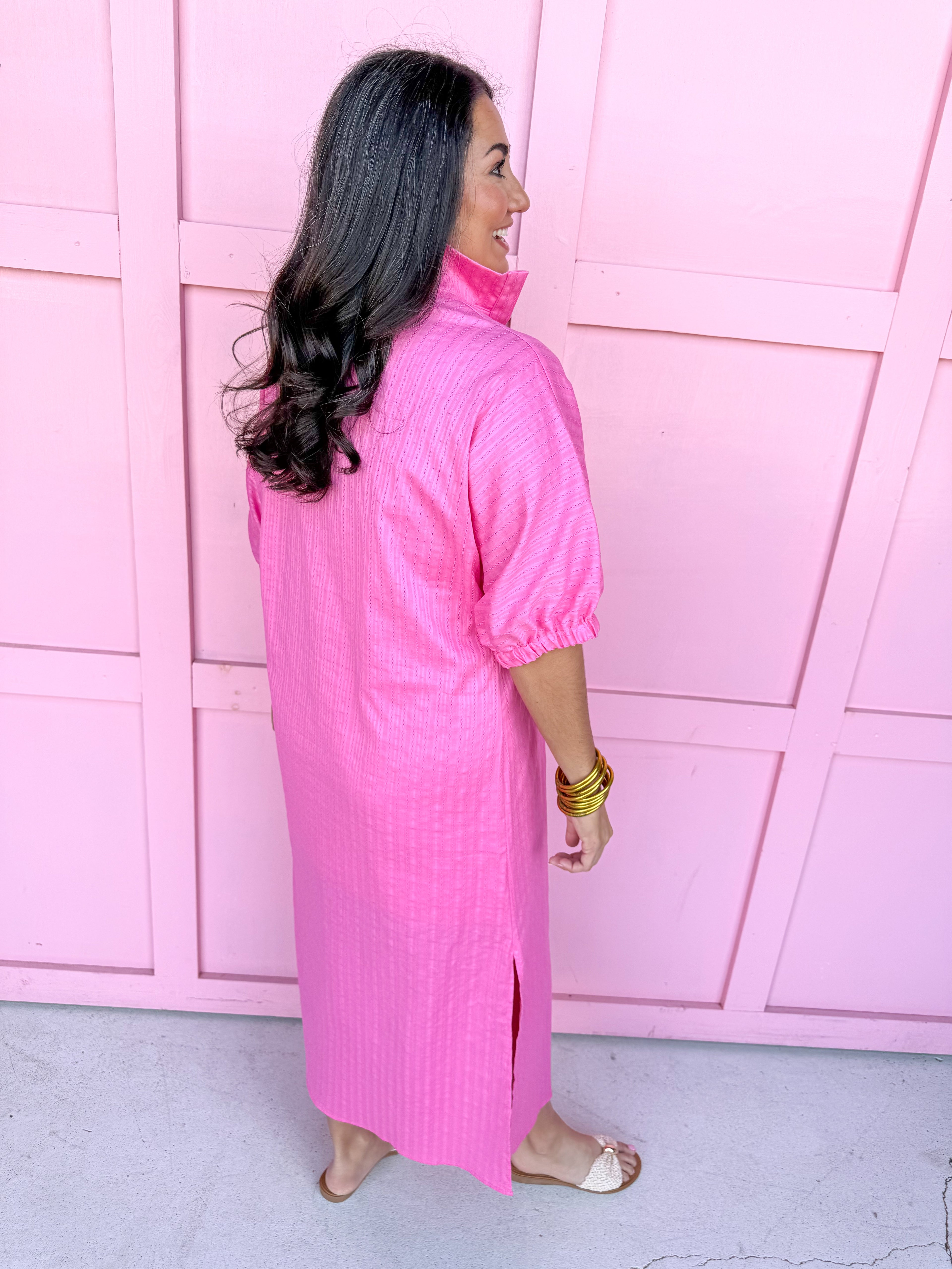 ADRIENNE | Blakely Dress - Bubblegum Jacquard Stripe