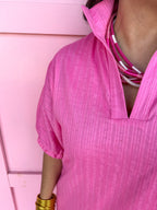 ADRIENNE | Blakely Dress - Bubblegum Jacquard Stripe