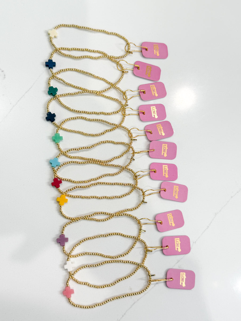 Jincy’s | Megan - 2mm - 18K Gold Bead Cross Bracelet