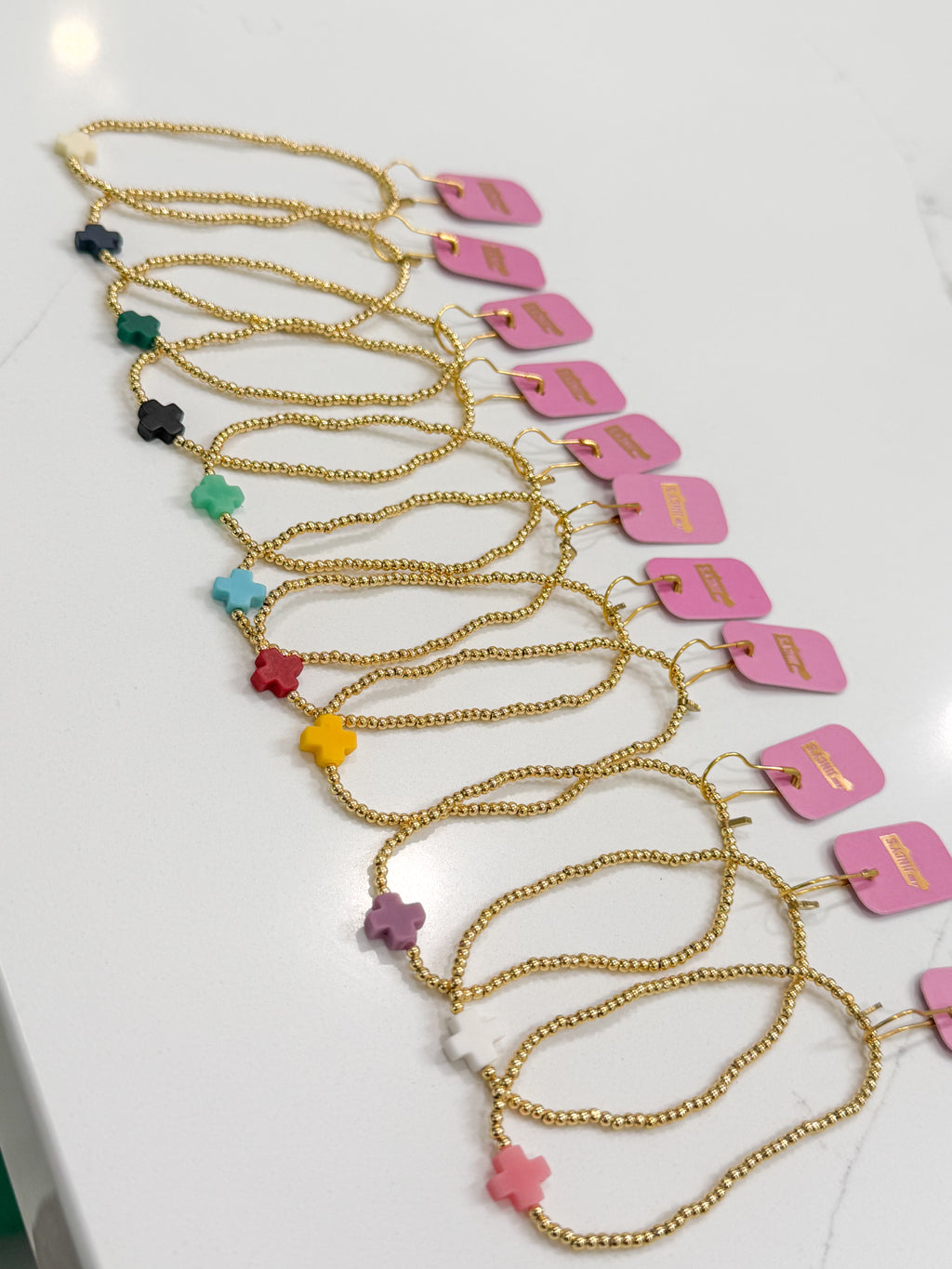 Jincy’s | Megan - 2mm - 18K Gold Bead Cross Bracelet