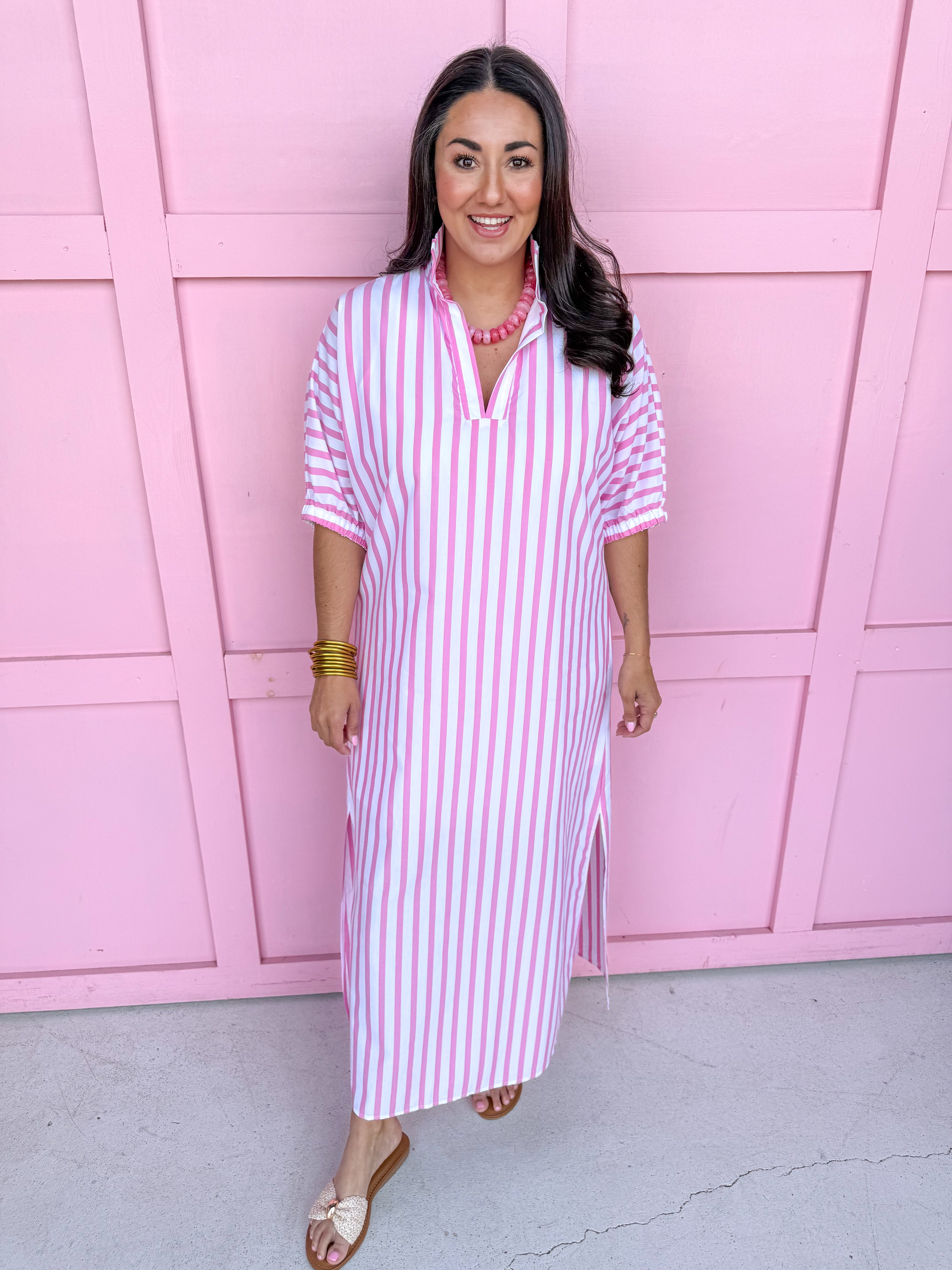 ADRIENNE | Blakely Dress - Pink Ten Stripe