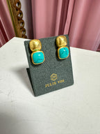 Julie Vos Catalina Earring Turquoise Blue Hammered Gold Vein Turquoise Post Back Lightweight Statement Earring Women's Jewelry Accessory Gift Jincy's