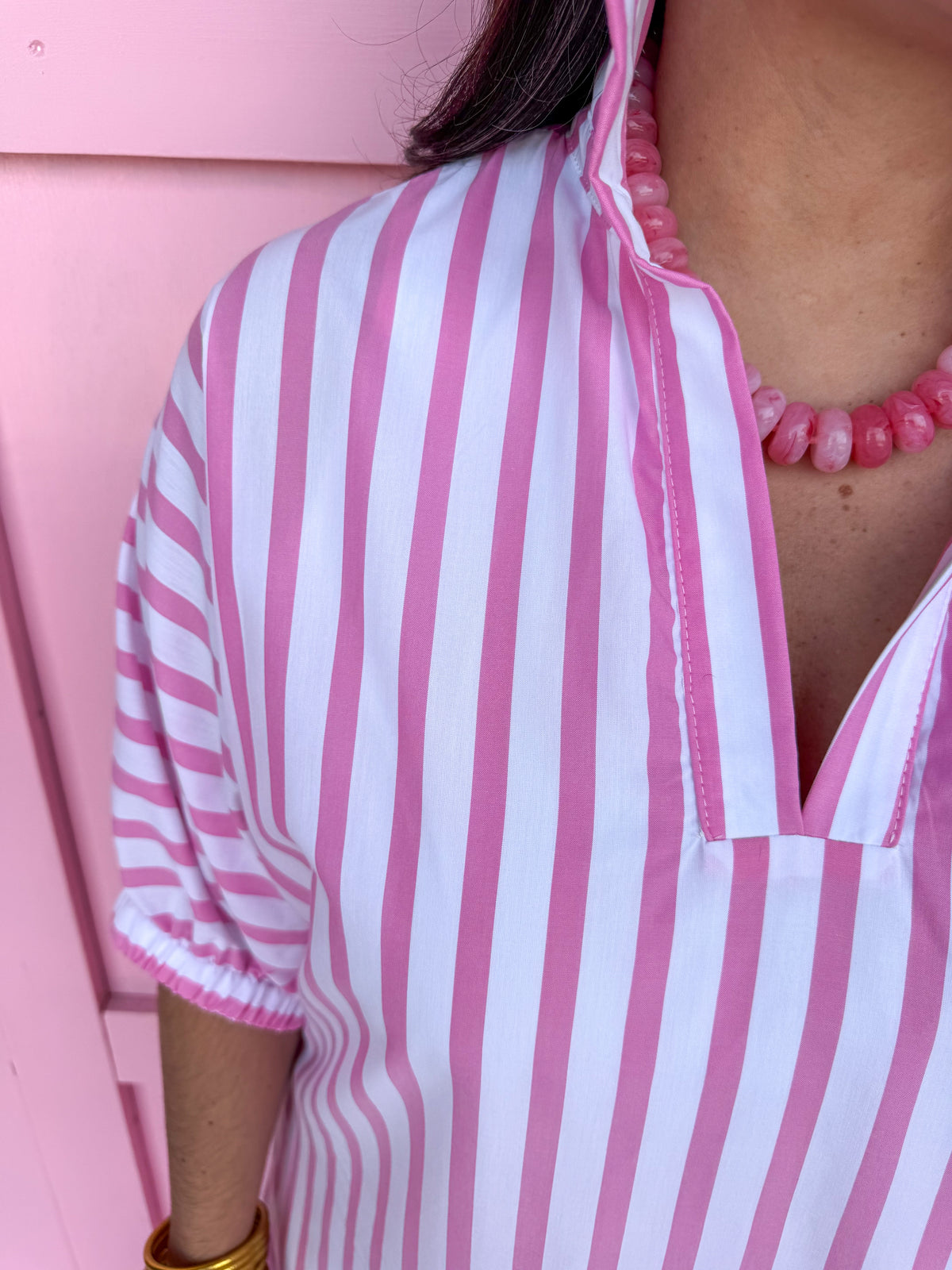 ADRIENNE | Blakely Dress - Pink Ten Stripe