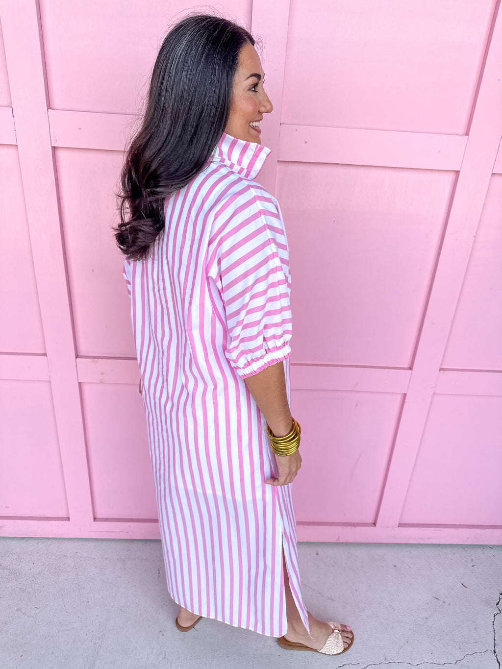 ADRIENNE | Blakely Dress - Pink Ten Stripe