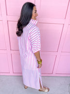 ADRIENNE | Blakely Dress - Pink Ten Stripe