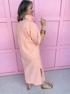 ADRIENNE | Blakely Dress - Orangesicle Seer Gingham