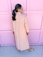 Jincy's Women's Boutique Adrienne Regan Midi Maxi Dress Orange Seer Gingham