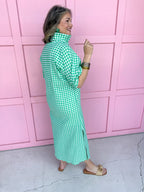 ADRIENNE | Blakely Dress - Green Apple Seer Gingham