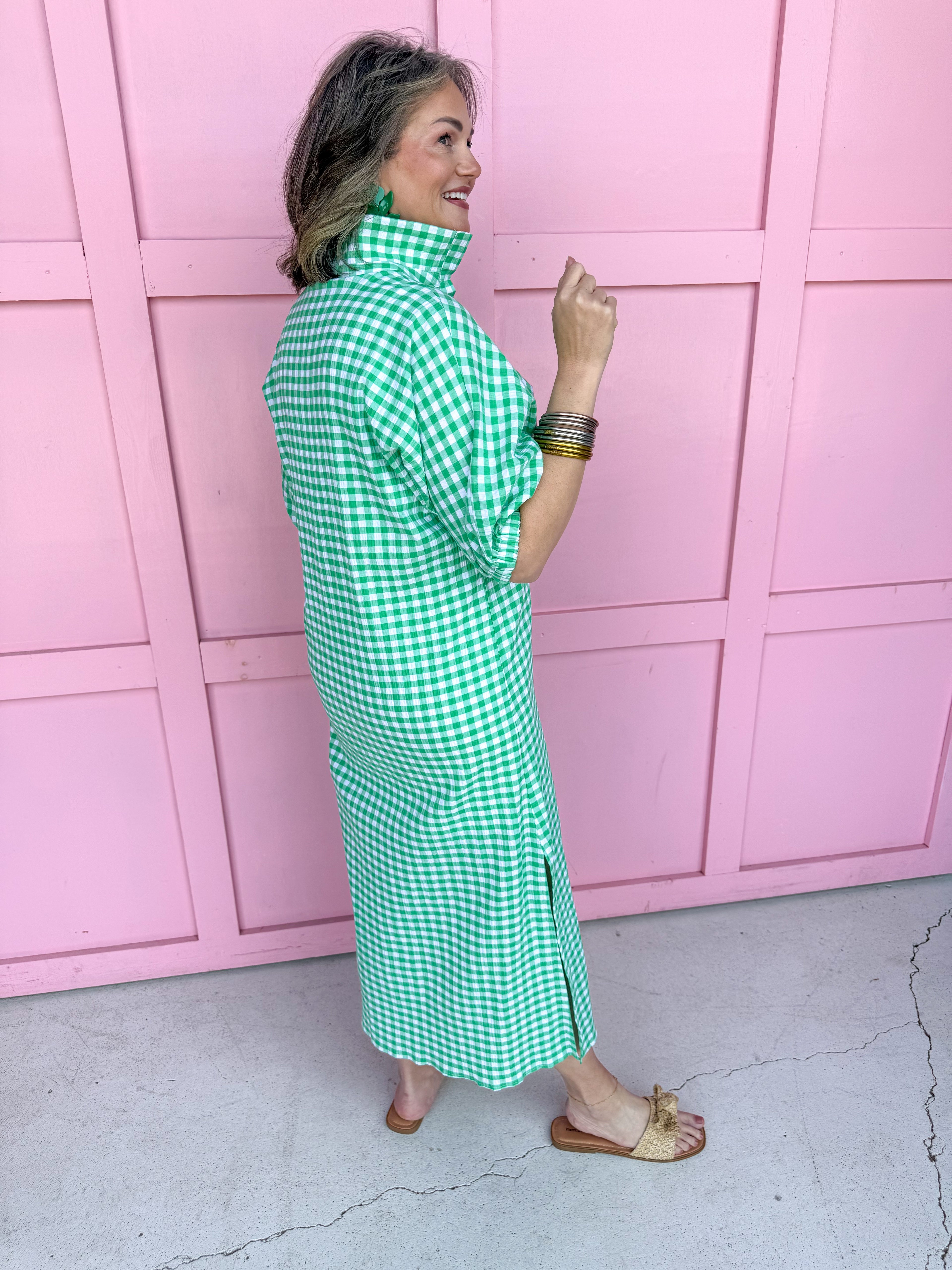 ADRIENNE | Blakely Dress - Green Apple Seer Gingham