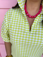 ADRIENNE | Blakely Dress - Limeade Seer Gingham